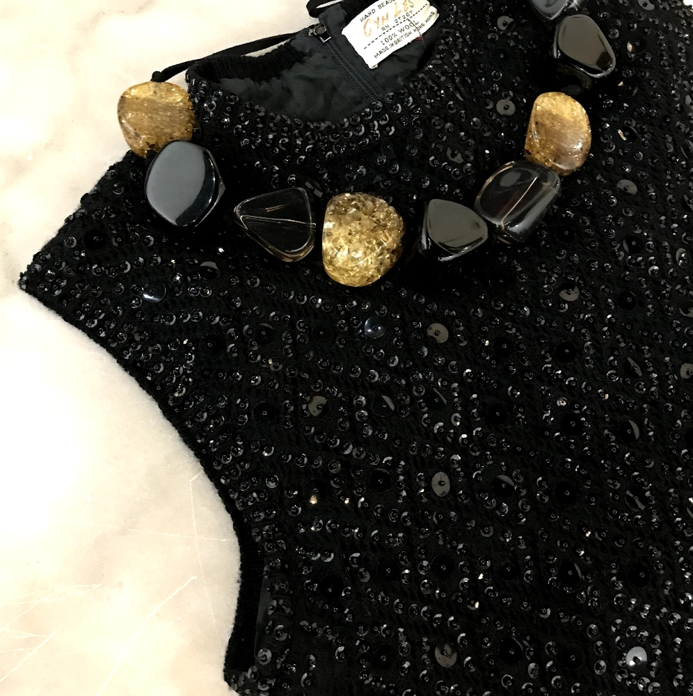 Vintage sequin and wool vest
